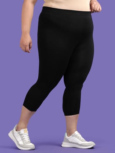 TWIN BIRDS Cotton Capri Leggings for Women - Carbon Black - Image 3