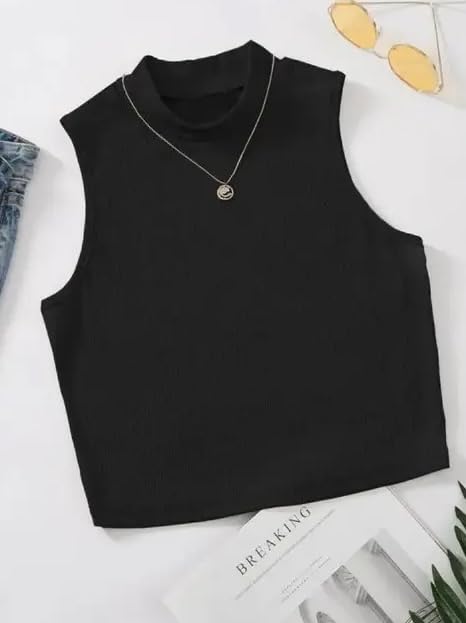 PINOVO Women's Crop Tank Top - Black & White Stripe - Image 2