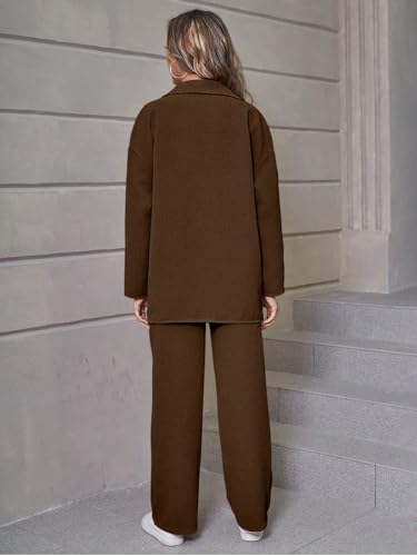 GRECIILOOKS Dark Brown Textured Lycra Co-Ord Set for Women - Image 2