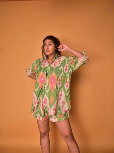 Leriya Fashion Women Rayon Printed Co-Ord Set - Green - Image 2