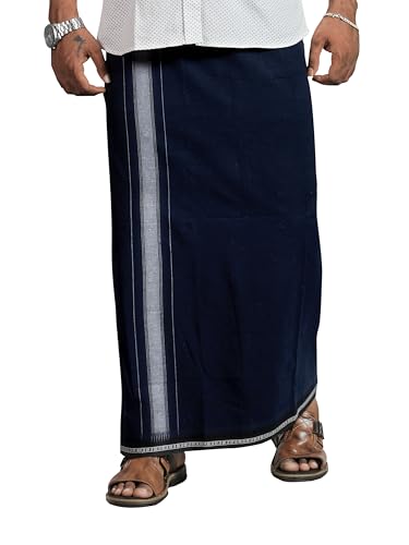 PRAKASAM Men's Cotton Thalapathi Border Dhoti - Image 3