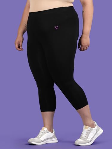 TWIN BIRDS Cotton Capri Leggings for Women - Carbon Black - Image 2