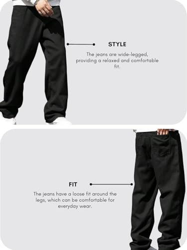 GRECIILOOKS Men's Black Baggy Jeans - Image 4