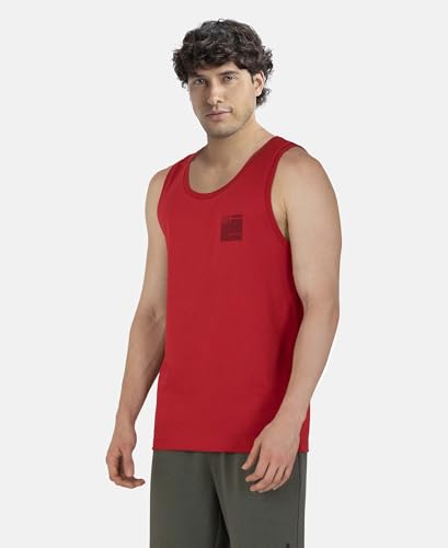 Jockey Men's Cotton Rich Graphic Printed Tank Top - Red - Image 2