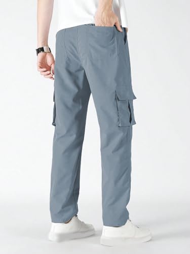 TAGDO Men Flap Pocket Trousers - Silver - Image 4