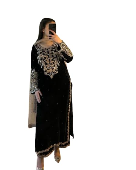KRYSAL Georgette Kurta Set for Women - Black