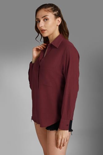 HIGH STAR Red Cotton Shirt for Women - Image 3