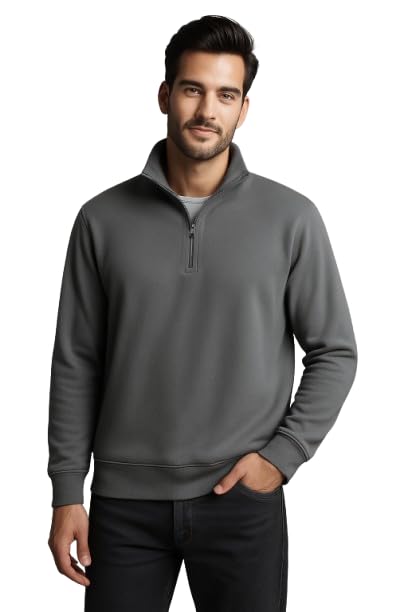QUTUN Men's Half Zipper Sweatshirt - Dark Grey