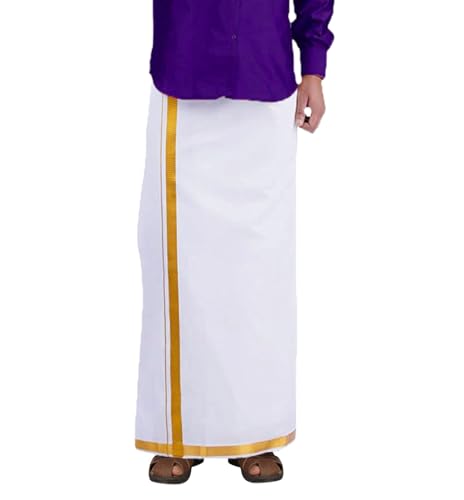 PRAKASAM Men's White Dhoti - Image 3