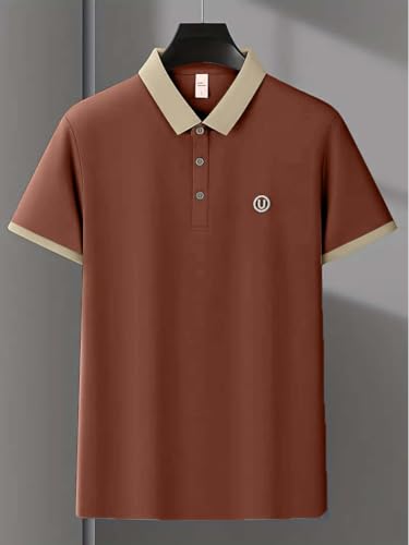 Lymio Men's Dual-Tone Polo T-Shirt - Orange Blue - Image 4