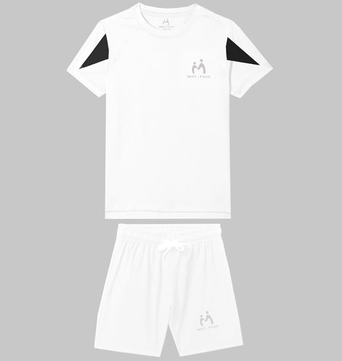 MIST N FOGG Boys and Girls Sports T-Shirt and Short Set - White - Image 2