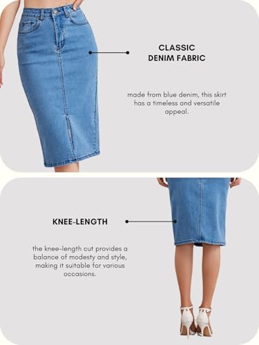 GRECIILOOKS Women's Denim Western Midi Skirt - Blue - Image 4