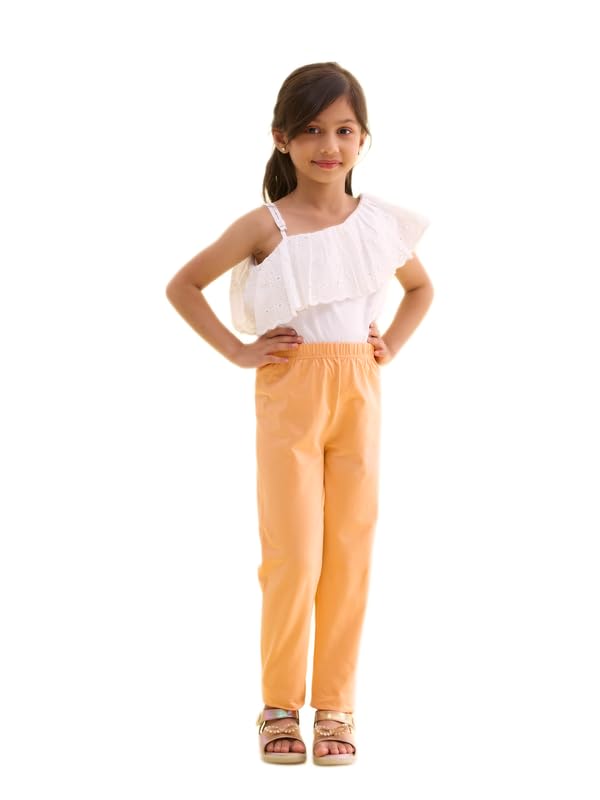 GO COLORS Girls Solid Leggings - Light Peach