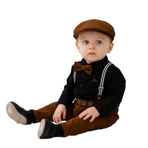 BLECKZ Boys Formal Suspenders Outfit Set - Khaki Black