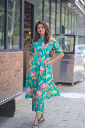 Green Rayon Viscose Kurta Set for Women - Image 3