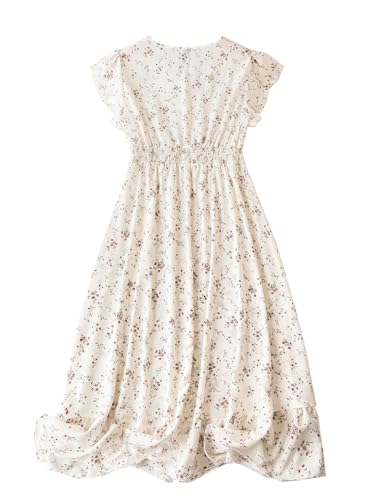 TOPLOT Off White Floral Print V-Neck Dress for Women - Image 2