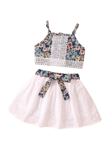 Floral Fit & Flare Dress for Girls - Blue