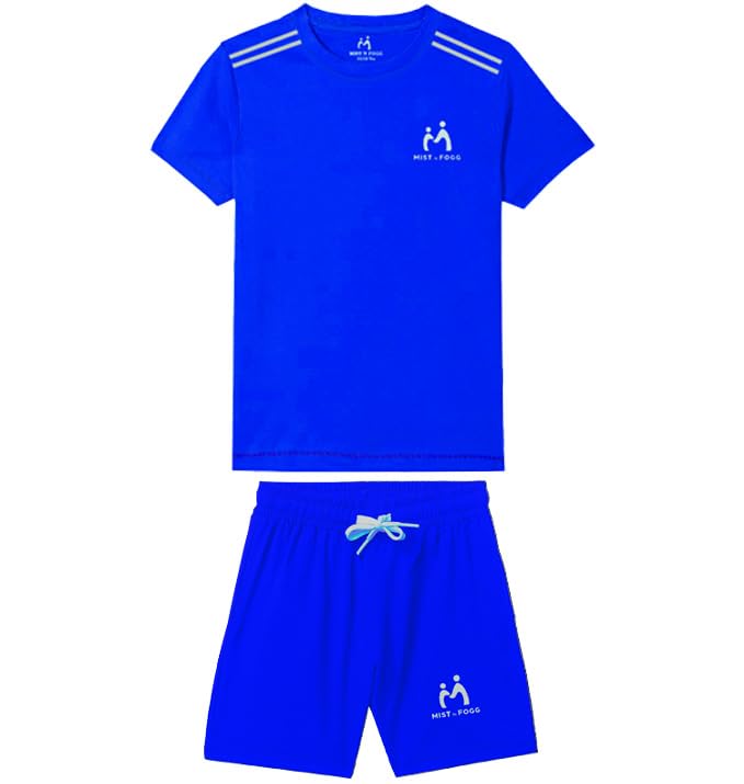 MIST N FOGG Boys and Girls Sports T-Shirt and Short Set - Royal Blue - Image 3
