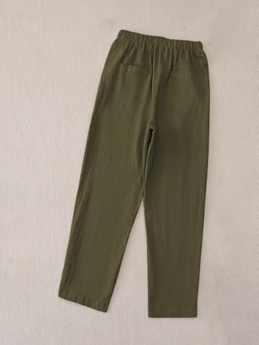 TOPLOT Women Casual Tapered Pants - Olive - Image 4