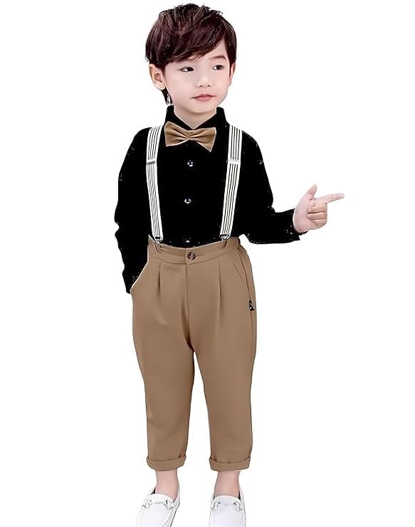 Akshita Baby Boy Shirt Pant Suspender Dungaree Set