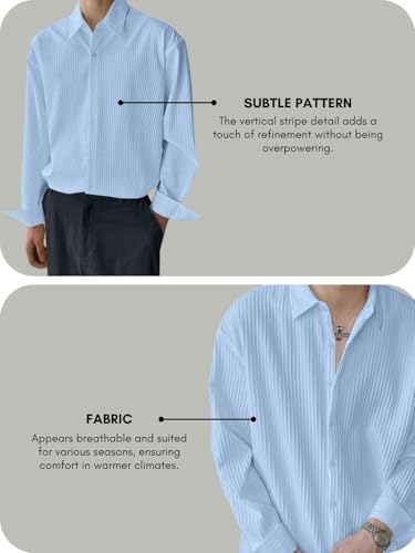 GRECIILOOKS Men's Textured Blue Casual Shirt - Image 4