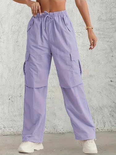 LITZO Purple Cotton Cargo Pants for Women - Image 3