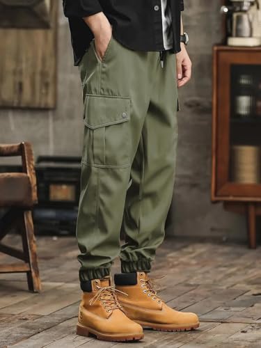 Lymio Men Mid Rise Cargo Pants - Green - Image 2