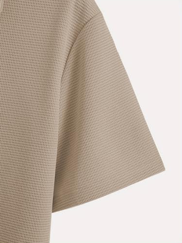 TAGDO Men's Waffle Knit Polo T-Shirt - Cream - Image 3