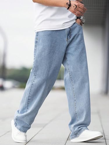 Lymio Baggy Denim Jeans for Men - Light Blue - Image 2