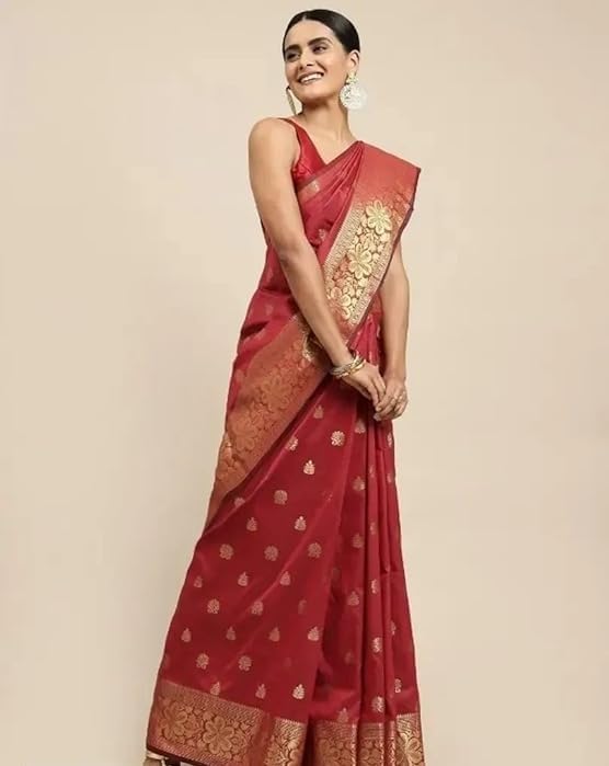 Yashika Women's Zari Woven Cotton Silk Saree - Image 2