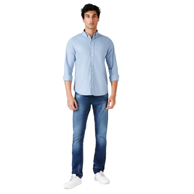 MARK & ALBERT Men's Solid Slim Fit Cotton Shirt - Image 2