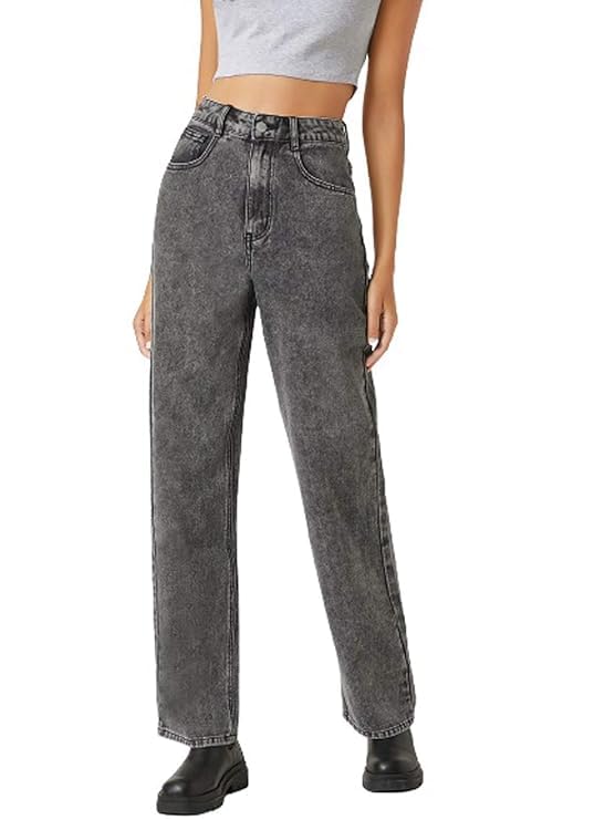 Grey Straight Fit Boyfriend Jeans for Women - Image 4