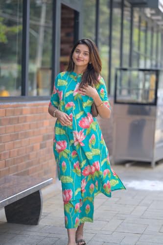 Green Rayon Viscose Kurta Set for Women - Image 4