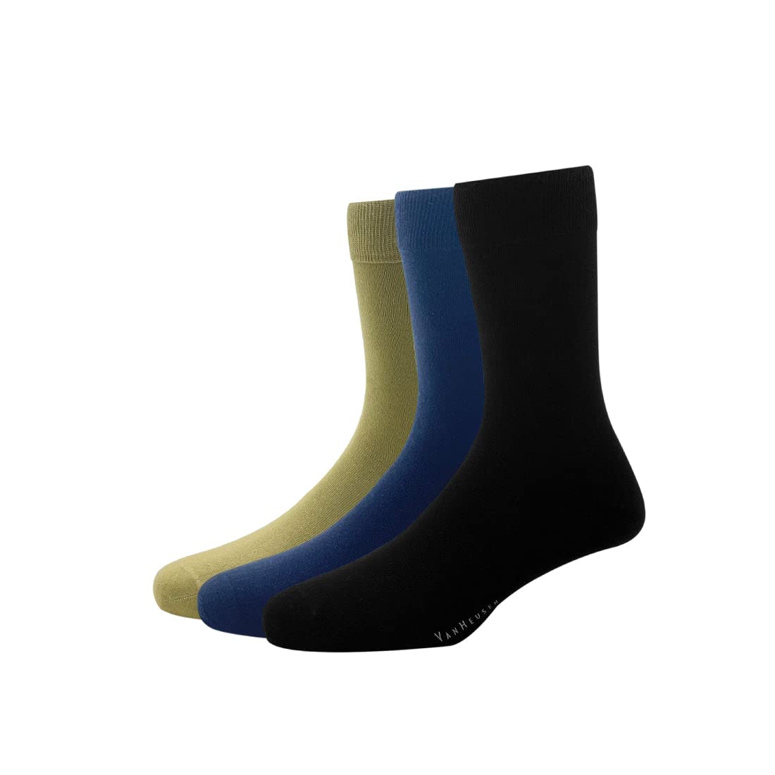 Van Heusen Mens Cotton Full Length Socks - Beige, Navy, Black