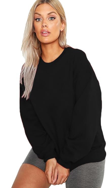 LEOTUDE Women's Loopknit Oversized Sweatshirt - Black