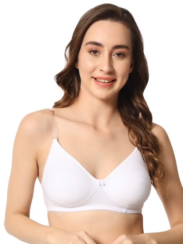 Makazio Women's Transparent Strap Bra - Cotton