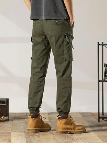 Lymio Men Green Cotton Cargo Pants - Image 3