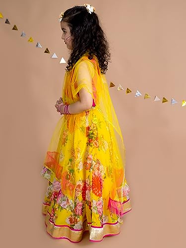 Pspeaches Girl Lehenga Choli - Yellow Pink - Image 3