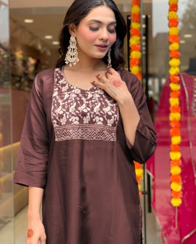 SHIENZY Kurta Set for Women - Brown - Image 3