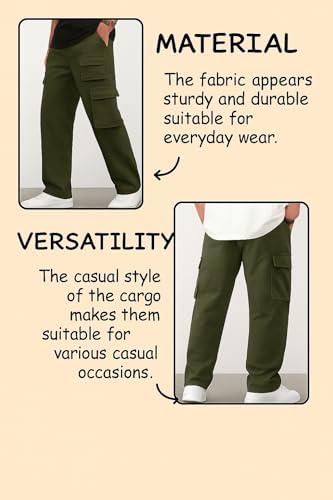 Lymio Men's Green Cotton Cargo Pants - Image 4