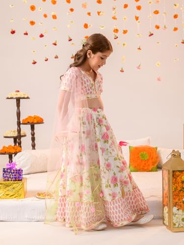 Pspeaches Girl Cotton Lehenga Choli - Off White - Image 3