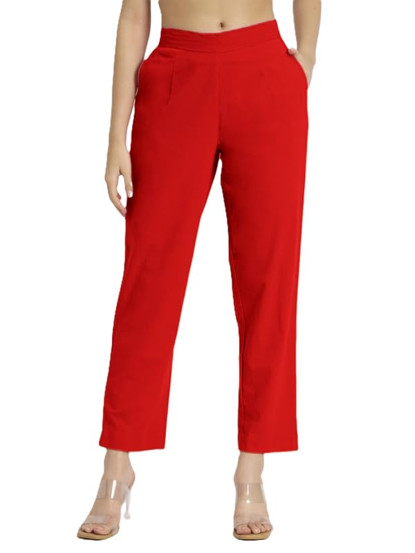 Cotton Ankle Length Trousers for Women