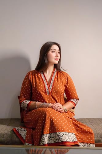 ANNI DESIGNER Orange Anarkali Kurta Set for Women - Image 3