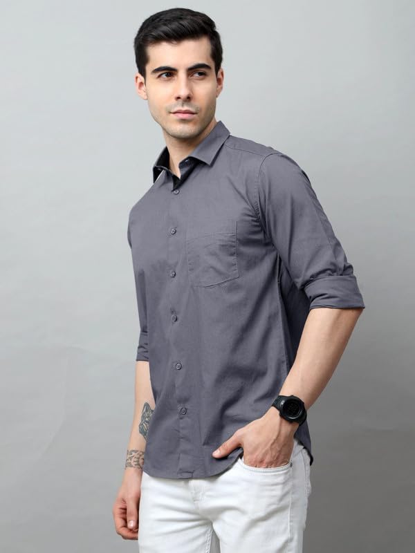 Tee Projekt Men's Grey-Maroon Cotton Shirt - Image 3