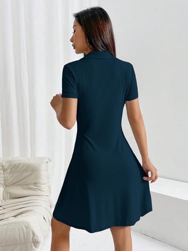 TOPLOT Women's Strip Dress - Teal - Image 4