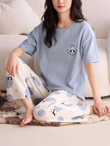 Louis Luxe Women's Night Dress Full Sleeve Nightsuit - Sky Blue - Image 4