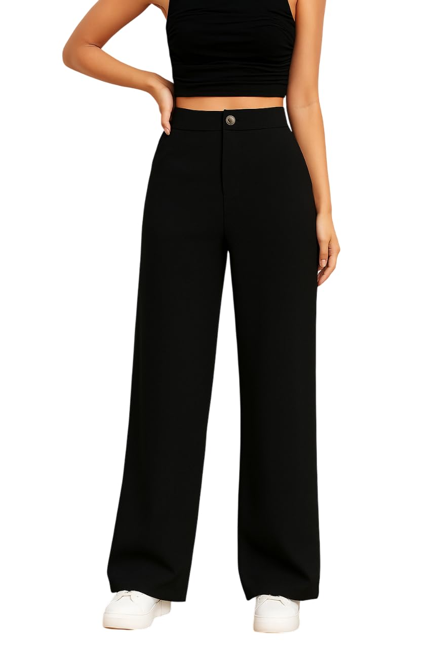 Uiriuy Women's High Waist Formal Trousers - Black