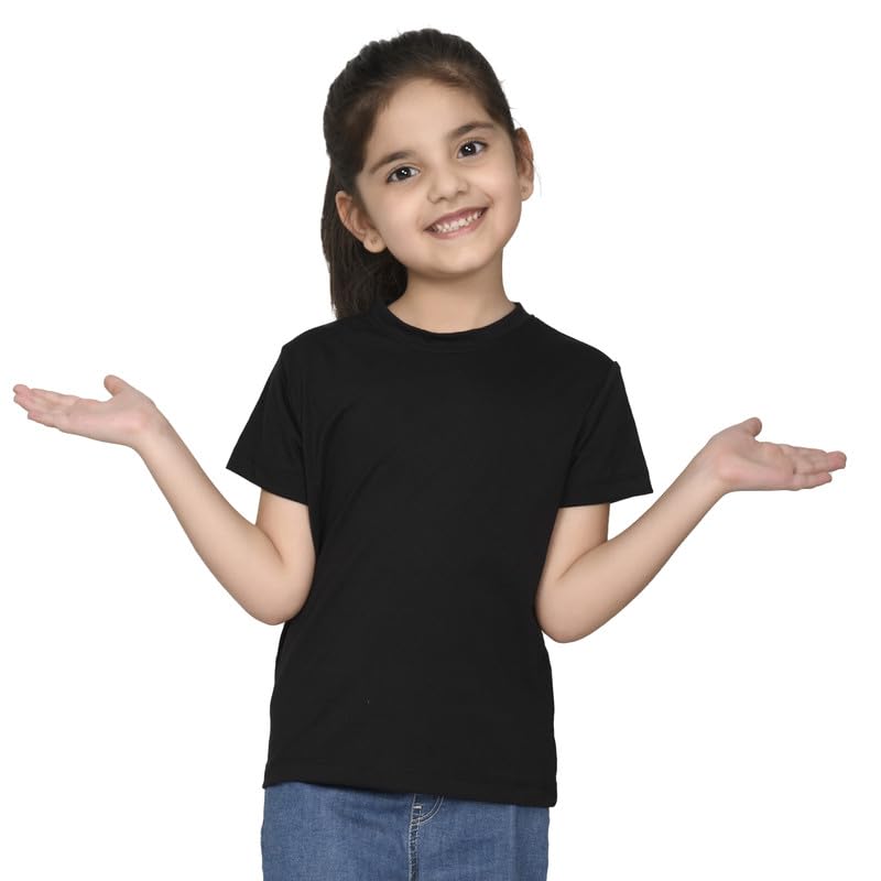 Nusyl Girls Black Cotton T-Shirt