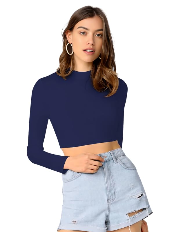 Dream Beauty Fashion Navy Blue Crop Top for Women
