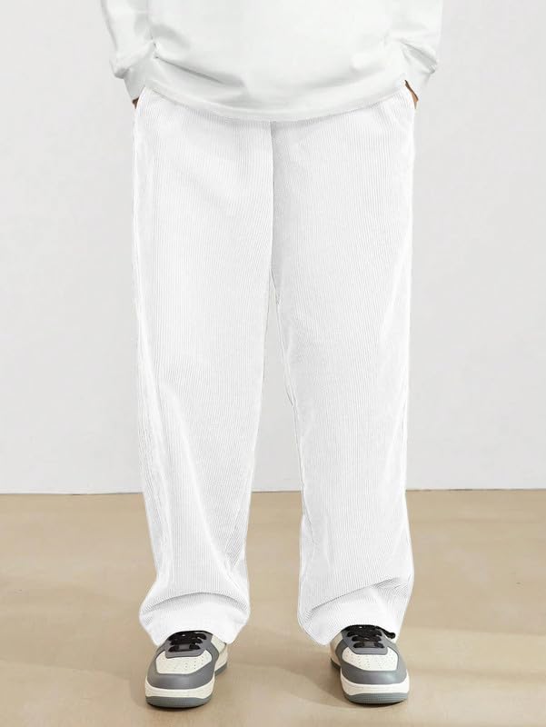 SMOWKLY Men's White Cotton Rib Sweatpants - Image 2